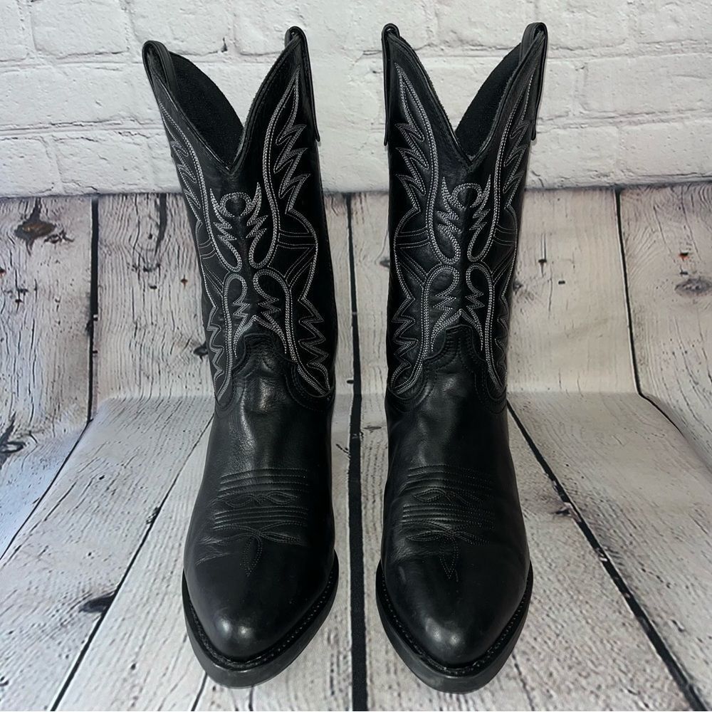 ✅SOLD✅ Laredo Western Birchwood Black Leather Cowboy Boots Size 10.5 - Picture 10 of 17